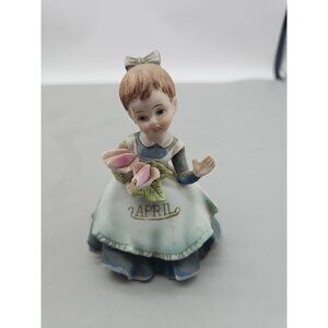 Vintage Lefton‎ Porcelain Bisque April Birthday Girl Figure Geo  Lefton
